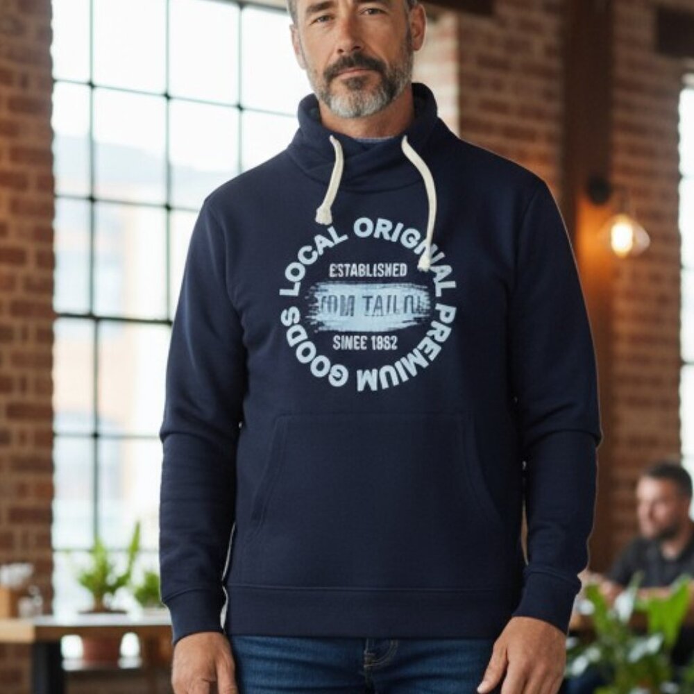 Tom Tailor Men’s Premium Goods Local Original Hoodie - Navy Blue - Size M